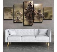 Stampe E Quadri Su Tela 5 Pezzi Moderno, Ventilatore Militare Soldato Dell'Esercito Hd Decorazione Casa Soggiorno Tela Immagini Senza Cornice 150 X 80 Cm -/Camera Da Letto/Ufficio/Hotel/Ristorante/Fo