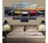 Stampe E Quadri su Tela 5 Pezzi Quadro Moderno, Auto Sportiva HD Decorazione Casa Soggiorno Astratto Tela Immagini - con Cornici,Pronto da Appendere