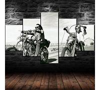 Stampe E Quadri su Tela 5 Pezzi Quadro Moderno, Easy Rider Hells Angels Biker 150×80Cm HD Decorazione Casa Soggiorno Astratto Tela Immagini - con Cornici,Pronto da Appendere