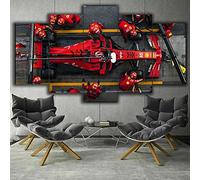 Stampe E Quadri su Tela 5 Pezzi Quadro Moderno, F1 Ferrari Charles Leclerc HD Decorazione Casa Soggiorno Astratto Tela Immagini - con Cornici,Pronto da Appendere