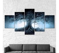 stampe e quadri su tela 5 pezzi quadro moderno Ombra dell'albero di fantasia foresta oscura pittura dipinti su tela soggiorno Decor Regalo,Quadro multipannello 5 Pannelli,XXL 125x60CM Con cornice