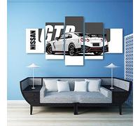 Stampe E Quadri su Tela 5 Pezzi Quadro Moderno, Skyline GTR Car Pictures 150×80Cm HD Decorazione Casa Soggiorno Astratto Tela Immagini - con Cornici,Pronto da Appendere