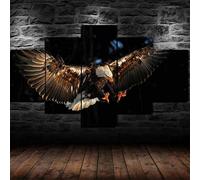 Stampe E Quadri su Tela 5 Pezzi Tela Wall Art Aquila volante Raptor uccello cielo Quadri Moderni Stampa di Immagini,3d con cornice,5 Pezzo Stampe su Canvas Decorazioni per la casa 200x100cm