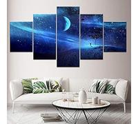 Stampe E Quadri su Tela 5 Pezzi Tela Wall Art Aquilone che vola nel cielo della stella blu Quadri Moderni Stampa di Immagini,3d con cornice,5 Pezzo Stampe su Canvas Decorazioni per la casa 200x100cm