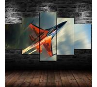 Stampe E Quadri su Tela 5 Pezzi Tela Wall Art Combattere il caccia a reazione Falcon Quadri Moderni Stampa di Immagini,3d con cornice,5 Pezzo Stampe su Canvas Decorazioni per la casa 100x55cm