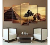Stampe E Quadri su Tela 5 Pezzi Tela Wall Art Egitto Piramide Statua Mondo Quadri Moderni Stampa di Immagini,3d con cornice,5 Pezzo Stampe su Canvas Decorazioni per la casa 200x100cm