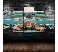 Stampe E Quadri su Tela 5 Pezzi Tela Wall Art Hotel Palm Atlantis Dubai Emirati Arabi Uniti Quadri Moderni Stampa di Immagini,3d con cornice,5 Pezzo Stampe su Canvas Decorazioni per la casa 200x100cm