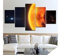 Stampe E Quadri su Tela 5 Pezzi Tela Wall Art Spazio Luna Stella Quadri Moderni Stampa di Immagini,3d con cornice,5 Pezzo Stampe su Canvas Decorazioni per la casa 100x55cm