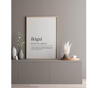 Stampe in bianco e nero 5 senza cornice (stampa Ikigai Definition Printwork, Dictionary Artwork, arte scandinava, stampa nordica, 297 x 420 mm