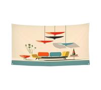 Stampe moderne di metà secolo - Cappello di Halloween a copertura completa - Copricapo da strega ripiegabile per festival, feste e feste con tessuto lavabile in lavatrice