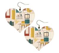 Stampe moderne di metà secolo eleganti orecchini a forma di cuore accessori da donna leggeri perfetti per feste e San Valentino.