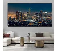 Stampe poster di paesaggi urbani di Los Angeles, New York, Manhattan, skyline della città, dipinto su tela architettonico, decorazione murale 40x80 cm (16x31 pollici) senza cornice