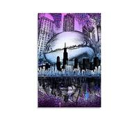 Stampe Quadri 50 * 70cm Senza Cornice Chicago Skyline Retro Stampa Quadri per soggiorno Camera da letto decorazione