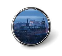 Stampe rotonde personalizzate con paesaggi a città di Edimburgo, Scozia. Spille da bavero per la decorazione di abbigliamento.
