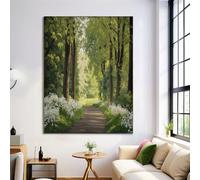 Stampe Sentiero Nel Bosco Quadri Su Tela, Paesaggio Vegetale Immagine Fotografia Murale Tela Poster Artistico Verde Salvia Per Home Decor Ristorante Cucina Regalo Di Compleanno 40X50Cm