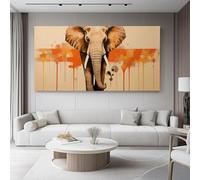 Stampe su Tela 70 x 50 cm, Minimalista Ritratto Di Animale Elefante Stampe Cachi Quadro su Tela Non Tessuta Quadri Moderni Soggiorno Camera da Letto Quadro Salotto Decorazione (Senza cornice)