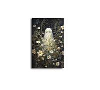 Stampe su tela con fantasmi carini e retrò che leggono libri, mostri che tengono in braccio un gatto nero, poster da parete for decorazioni di Halloween in soggiorno(CT10143-3,50X70cm No Frame)