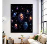 Stampe su tela con Stile Cartone Animato Arte Illustrazione Di Un Pianeta Del Sistema SolarePoster di Grandi Dimensioni Dipinti su tela Immagini per Pareti Decorazioni per 40×50 cm Senza Cornice