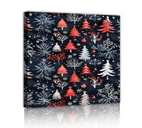 Stampe su tela di Natale Arte della parete per il soggiorno Festive Home Decor Alberi di pino Fiocchi di neve Vischio Inverno giungla Wall Decor Poster 50x50cm Innerframe