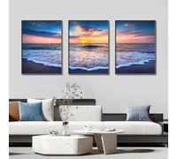 Stampe su tela di poster da parete con paesaggio naturale, tramonto, alba, lago, skyline, per arredamento moderno del soggiorno, 50x70cmx3 senza cornice
