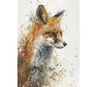 Stampe Su Tela Di Poster Di Animali Selvatici Con Schizzi Di Inchiostro Di Volpe Astratta, Quadri Artistici Da Parete, Decorazioni Per La Casa 60X80Cm Senza Telaio
