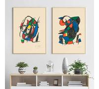 Stampe su tela, dipinti, famoso pittore Joan Miró, opere d'arte, surrealismo, astratto, poster retrò, quadri da parete, decorazioni per la casa, 40x55 cm, 2 pezzi, senza cornice