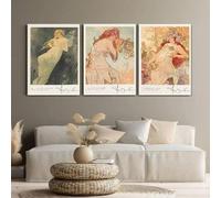 Stampe su tela, dipinto ALFONS MUCHA, ritratto dell'artista, poster, soggiorno, bar, corridoio, arte murale, camera da letto, decorazione per la casa, 50x75 cm, 3 pezzi, senza cornice