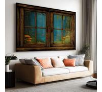 Stampe su tela, finestra 3D, foresta magica, funghi, grande quadro da parete, decorazione per soggiorno, foto su tela, quadri per camera da letto, casa, senza cornice, 100 cm x 50 cm
