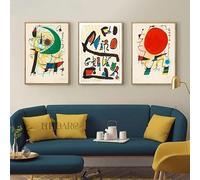 Stampe su tela HD vintage classiche di Joan Miro, poster da parete astratto moderno scandinavo, decorazione per la casa e il soggiorno (60x90 cm, 3 pezzi)