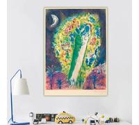 Stampe su tela Marc Chagall《Coppia tra le mimose》Pittura a olio su tela Famosa opera d'arte Poster Immagine Decorazione da parete per la casa (60x80cm)