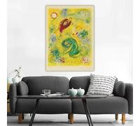 Stampe su tela Marc Chagall《I fiori calpestati》Dipinto a olio, opera d'arte, poster, quadro decorativo, decorazione da parete per la casa (30x40 cm)