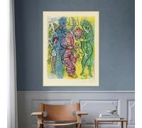 Stampe su tela Marc Chagall《Il circo II》Dipinto a olio su tela, opera d'arte, poster, quadro decorativo, decorazione da parete per la casa (70x90 cm)