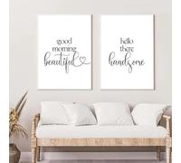 Stampe su tela minimaliste in bianco e nero con citazioni di auguri, poster moderno e interessante per la decorazione murale del soggiorno, della camera da letto (40x60cmx2/senza cornice)