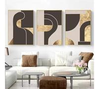 Stampe su Tela,Moderna Geometria Astratta Poster Dorati Arte Parete Tela Dipinta Beige Marrone Stampa Immagini Poster Parete Nordico Soggiorno Decorazione la Casa-40*60cm*3 pezzi(stampa senza cornice)