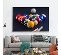 Stampe su tela Opera d'arte Tavolo da biliardo blu con palle Poster Sport Immagini di arte della parete per soggiorno Decorazione domestica 50x70cmx1pcs senza cornice
