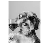 Stampe su tela per pareti Interessante Cane Bianco E Nero Animali Ritratto Poster Senza Cornice Dipinti Su Tela Quadri Da Parete Negozio Di Animali Arredamento Per La Casa(X,40x60cm)