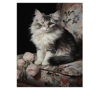 Stampe su tela per pareti Poster Con Ritratto Di Gatto Bianco E Nero Vintage, Senza Cornice, Dipinti Su Tela, Quadri Da Parete, Decorazioni Per La Casa(I,50x70cm)