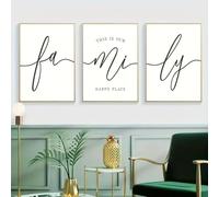 Stampe su tela Poster Arte moderna Citazione sulla famiglia Questo è il nostro posto felice Decorazione da parete per la famiglia per camera da letto Soggiorno Kit 60x80cm-3 pezzi senza cornice