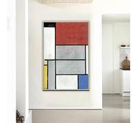 Stampe su tela Wall Art Piet Mondrian《Composizione con nero,rosso,grigio,giallo e blu》Dipinto a olio Immagine Home Decor 70x100cm Senza cornice