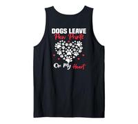 Stampe sul Retro con Scritta Dogs Leave Paw Prints on My Heart Canotta