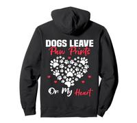 Stampe sul Retro con Scritta Dogs Leave Paw Prints on My Heart Felpa con Cappuccio