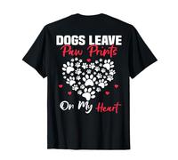 Stampe sul Retro con Scritta Dogs Leave Paw Prints on My Heart Maglietta