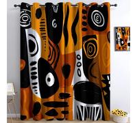 Stampe Tribali Africane Tende Oscuranti Termiche Isolanti - Ridurre Il Rumore, Termiche Isolanti per Camera da Letto - 2 Pannelli per camera da letto soggiorno, Colore Arancione, 183 x 214 cm