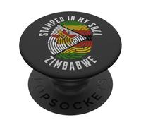 Stamped In My Soul Bandiera Zimbabwe Impronta Digitale Zimbabwe Roots PopSockets PopGrip Adesivo