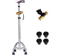 Stampella regolabile Bastone da passeggio antiscivolo Stampelle mediche per adulti Lega di alluminio leggera multifunzionale con torcia elettrica (Colore : Argento) Aspira a (Argento)