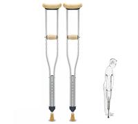 Stampelle ascellari leggere (2 unità), stampelle mediche ergonomiche regolabili in alluminio, per bambini, giovani e adulti, supportano fino a 220 libbre (dimensioni: grande (175-195 cm)) ()