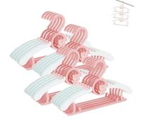 Stampelle Bambini per l’armadio di Neonato e di Ragazzo e Ragazza, HGYZE 20 Appendini Impilabili con Gancio per Orsetto, Regolabili e Antiscivolo Appendiabiti per Vestiti, Salvaspazio Grucce (Rosa)