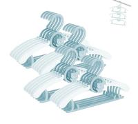 Stampelle Bambini per l’armadio di Neonato e Ragazzo e Ragazza, HGYZE 20 Appendini Impilabili con Gancio per Orsetto, Regolabili e Antiscivolo Appendiabiti per Vestiti, Salvaspazio Grucce, Blu+Bianco