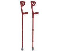 Stampelle Ortopediche Regolabili per Adulti, in Alluminio Anodizzato, Supporto Avambraccio (Rosse, Adulto)