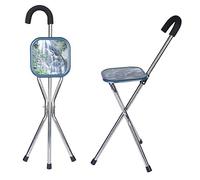 Stampelle per Adulti Sedile Pieghevole, Stampella Sedia Maniglia Sgabello Portatile Comodo Comodo Regolabile in Altezza Stabile Telaio Principale in Lega di Alluminio per Anziani Sit Walk Tu